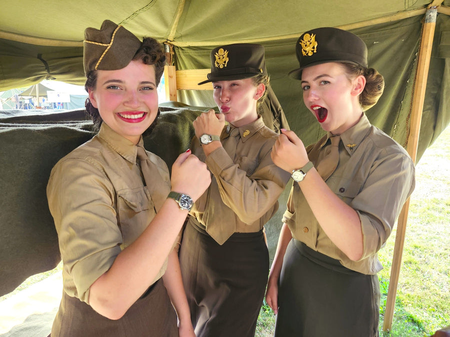 Women in WWII era uniforms wearing Timeworn watches